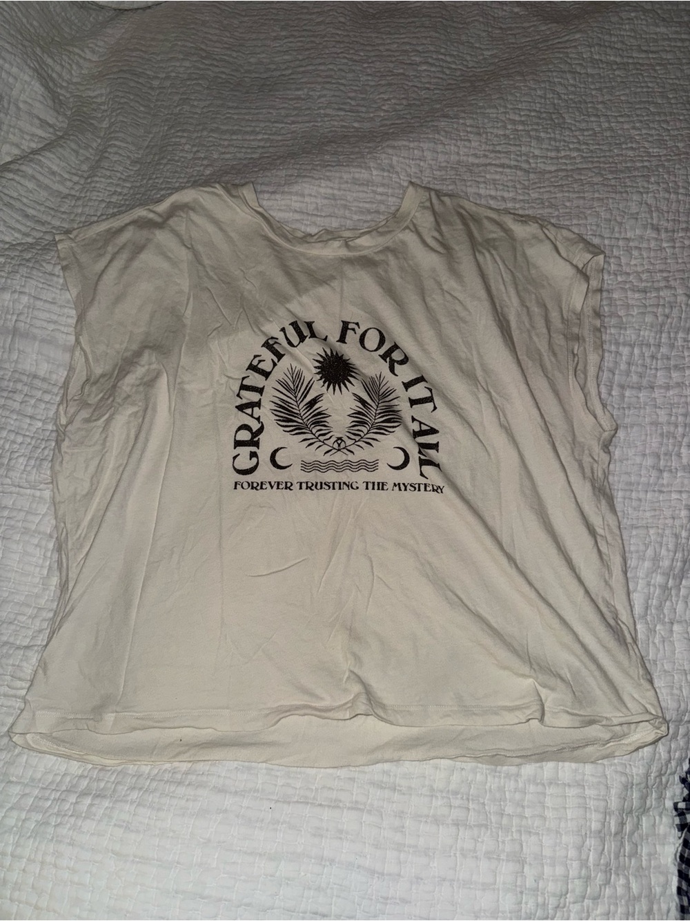 Anthropologie Cream Short Sleeve Tee with Black Graphic - Picture 2 of 4